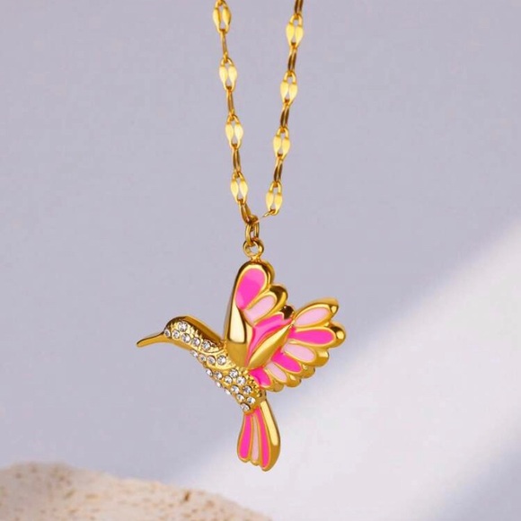 Fashion Jewelry Jewelry - Pink Hummingbird Necklace